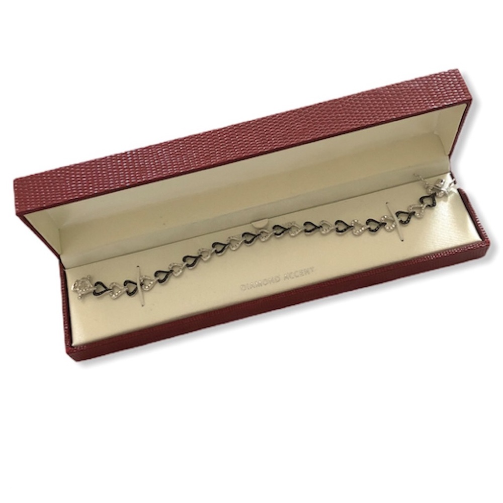 Sterling Silver Two-Toned Heart Tennis Bracelet